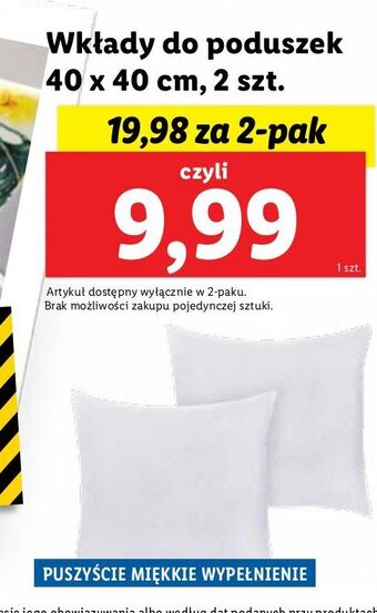 Lidl Wkłady do poduszek 40 x cm oferta