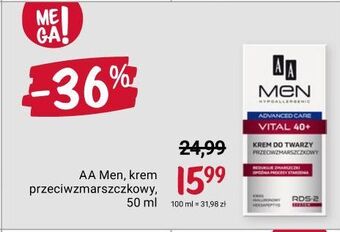 Vital 40+ krem do twarzy przeciwzmarszczkowy, redukuje zmarszczki opóźnia procesy starzenia aa men advanced care
