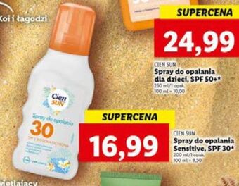 Lidl Spray do opalania spf 30 cien sun oferta