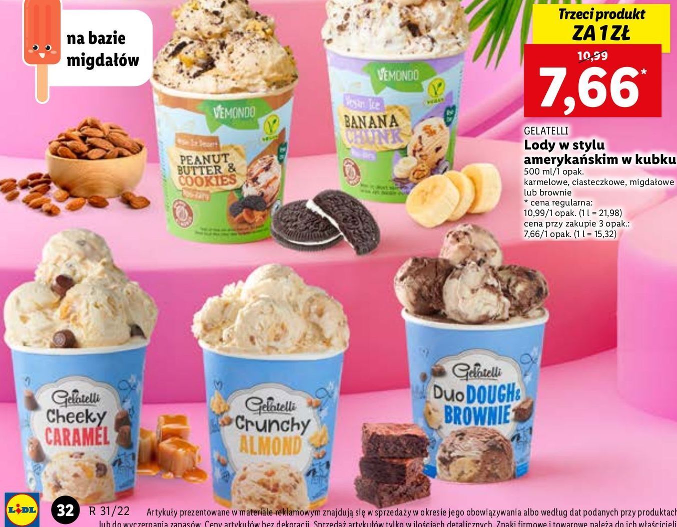 Lody Ben Jerrys Lidl - Promocja Lody w stylu amerykańskim crunchy almond gelatelli w Lidl