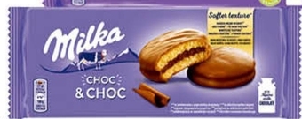 EuroSPAR Milka choc & choc ciastka biszkoptowe przekładane nadzieniem kakaowym oblane czekoladą mleczną 150 g oferta