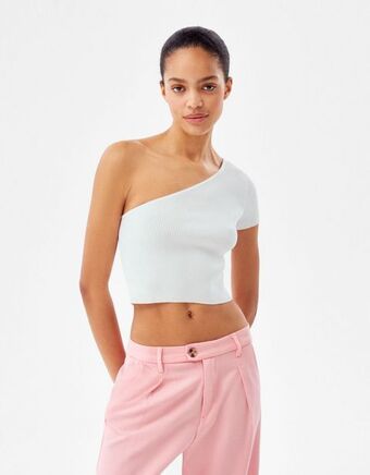 Bershka Asymetryczny sweter z krótkim rękawem oferta