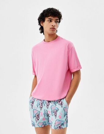 Bershka Szorty kąpielowe z nadrukiem grzybów oferta