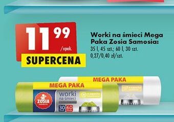 Biedronka Worki na śmieci 60 l z taśmą ściągającą zosia samosia oferta