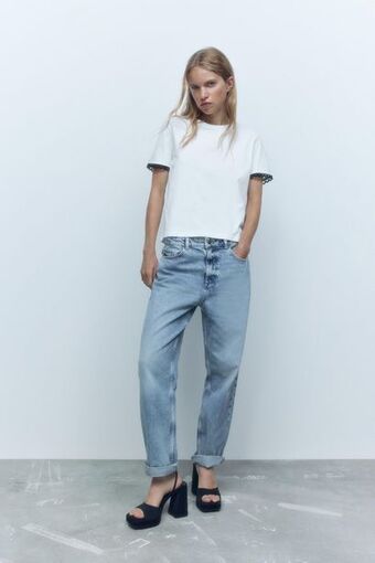 Embellished trim t-shirt