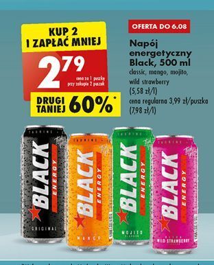 Biedronka Napój energetyczny wild strawberry black energy oferta