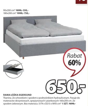 JYSK Rama łóżka Egersund oferta