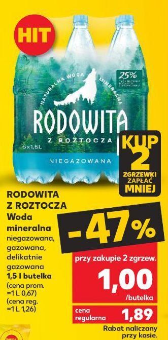 Kaufland Woda delikatnie gazowana rodowita z roztocza oferta