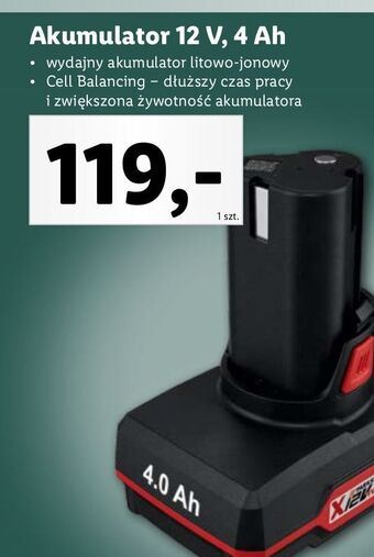 Lidl Akumulator litowo-jonowy 12v 4ah parkside oferta