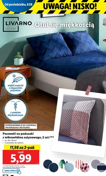 Lidl Poszewki na poduszki 40 x cm livarno home oferta