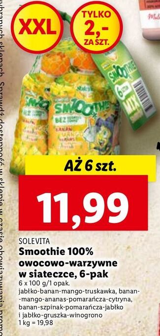 Lidl Smoothie truskawka-pomarańcza-winogrona-banan solevita oferta