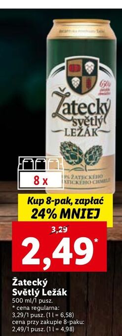 Lidl Piwo zatecky svetly lezak oferta