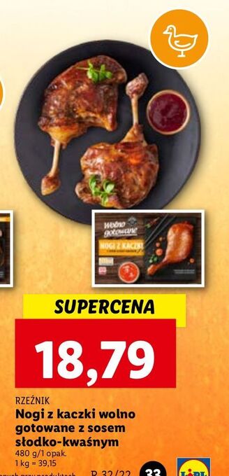 Lidl Noga z kaczki wolno gotowana sosem słodko - kwaśnym rzeźnik codzienna dostawa oferta