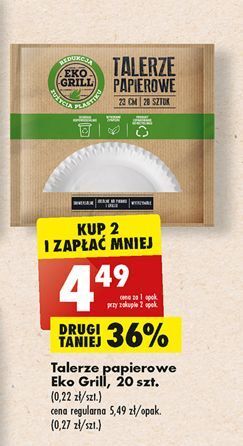 Biedronka Talerze papierowe 23 cm eko grill oferta