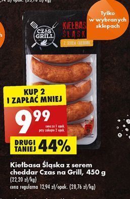 Biedronka Kiełbasa śląska cheddar czas na grill oferta