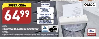 ALDI Niszczarka do dokumentów nasadowa quigg oferta