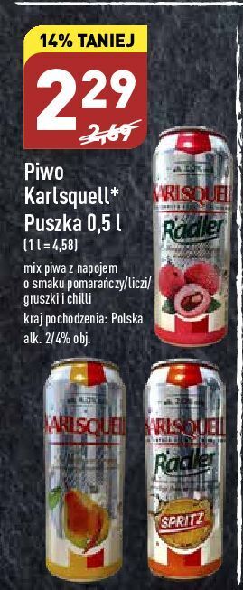 ALDI Piwo lemon karlsquell radler oferta