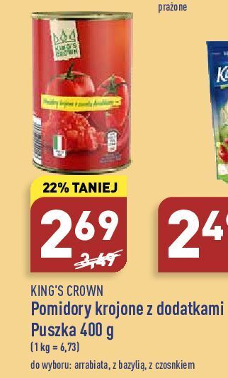 ALDI Pomidory krojone arrabbiata z bazylią king's crown (aldi) oferta