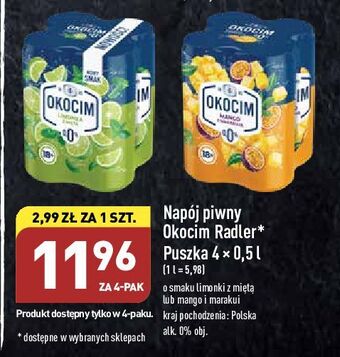 ALDI Piwo okocim radler limonka z miętą oferta
