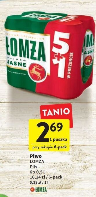 Intermarche Piwo łomża jasne (dawniej export) oferta