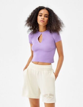 Bershka Bermudy z dzianiny dresowej z haftem oferta