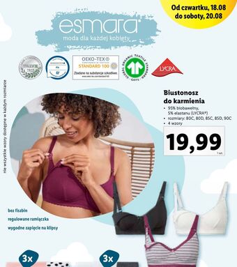 Lidl Biustonosz do karmienia 85c esmara oferta