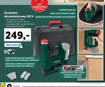 Lidl Zszywacz akumulatorowy 20 v parkside oferta
