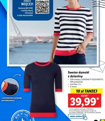 Lidl Sweter damski z dzianiny esmara oferta