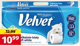 Velvet delikatnie biały papier toaletowy 8 rolek