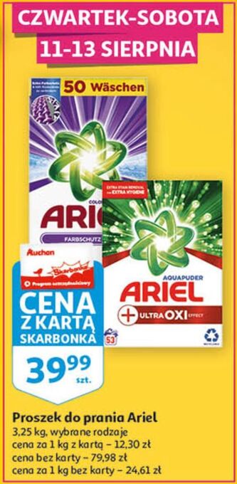 Auchan Proszek do prania ultra oxi effect ariel aqua puder oferta