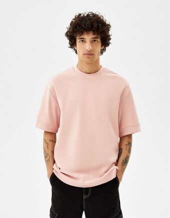 Bershka Koszulka o kwadratowym kroju z krótkim rękawem oferta