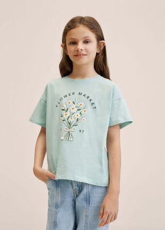 MANGO Koszulka bawełniana w kwiaty oferta