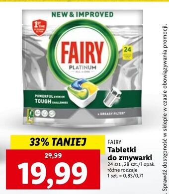 Lidl Tabletki do zmywarek lemon fairy platinum oferta