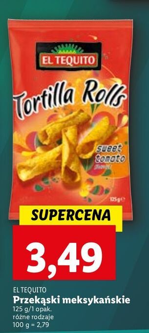 Lidl Tortilla rolls pomidorowa el tequito oferta