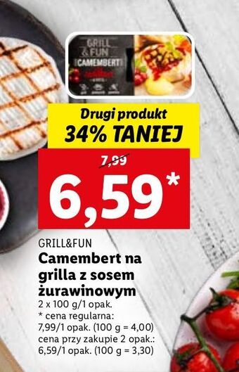 Lidl Ser camembert z sosem żurawinowym grill and fun oferta