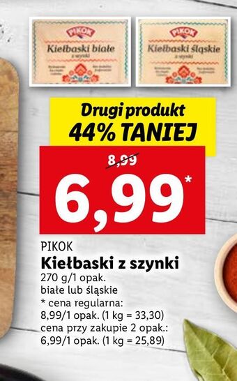 Lidl Kiełbaski śląskie z szynki pikok oferta
