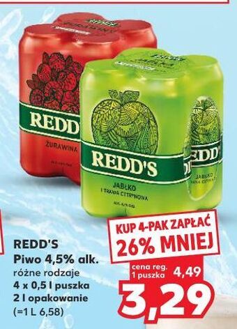Kaufland Piwo redd's jabłko i trawa cytrynowa oferta