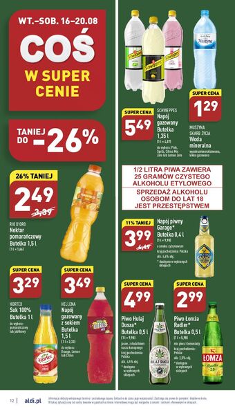 ALDI Napój indian tonic zero schweppes oferta