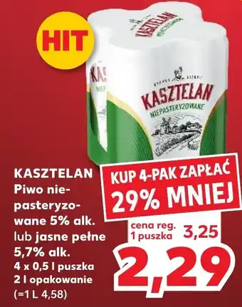 Kaufland Kasztelan piwo jasne niepasteryzowane 4 x 500 ml oferta