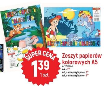 E.Leclerc Zeszyt papierów kolorowych a5 samoprzylepne artsezon oferta