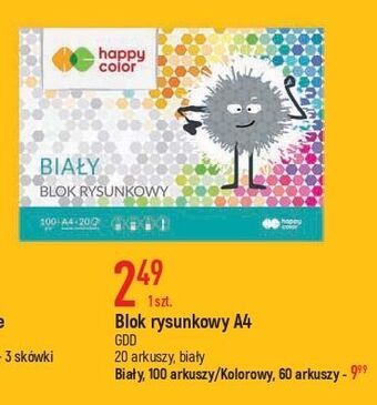 E.Leclerc Blok rysunkowy a4 100 kartek biały happy color oferta