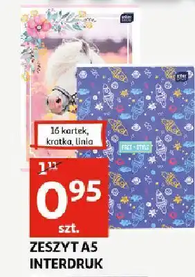 Auchan Zeszyt a5/16 kartek kratka interdruk oferta