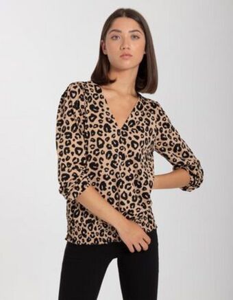 Takko Fashion Dział damski koszulka z długim rękawem - wzór w panterkę oferta