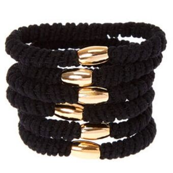 Claire's Ribbed hair bobbles - black, 6 pack oferta
