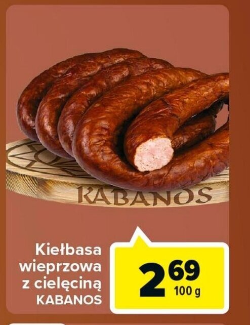 Carrefour Kabanos Kiełbasa wieprzowa z cielęciną 100 g oferta