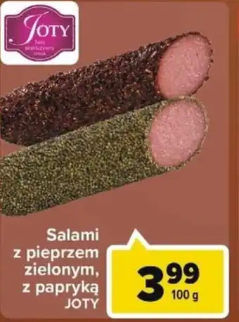 Carrefour Joty Salami z pieprzem zielonym, z papryką 100 g oferta