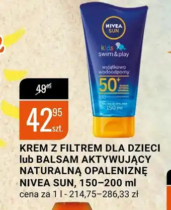 bi1 Krem z filtrem dla dzieci lub balsam aktywujący naturalną opaleniznę Nivea Sun, 150-200 ml oferta