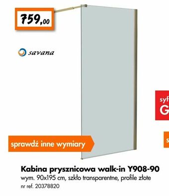 Bricoman Kabina prysznicowa walk-in Y908-90 oferta