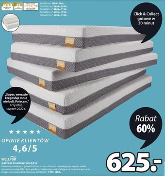 JYSK Wellpur Materac piankowy Gold F30 oferta