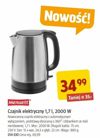 Jula Czajnik elektryczny 1,7 l, 2000 W oferta